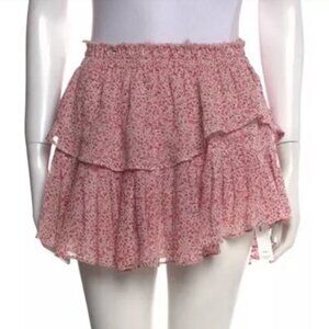 LoveShackFancy Pink Floral Mini Skirt